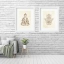 Ver imagem 1 de Kit 2 Quadros Grandes Buda Hamsa - 60x48cm:madeira Branca