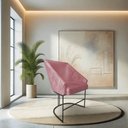 Ver imagem 3 de Kit 4 Poltronas Luxo Alana Veludo Rosê Base Ferro Preto - Pallazio
