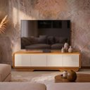 Ver imagem 3 de Rack Arcus para TV até 75 Polegadas Organico Cantos Arredondado com LED 180 cm - Cedro e Off White