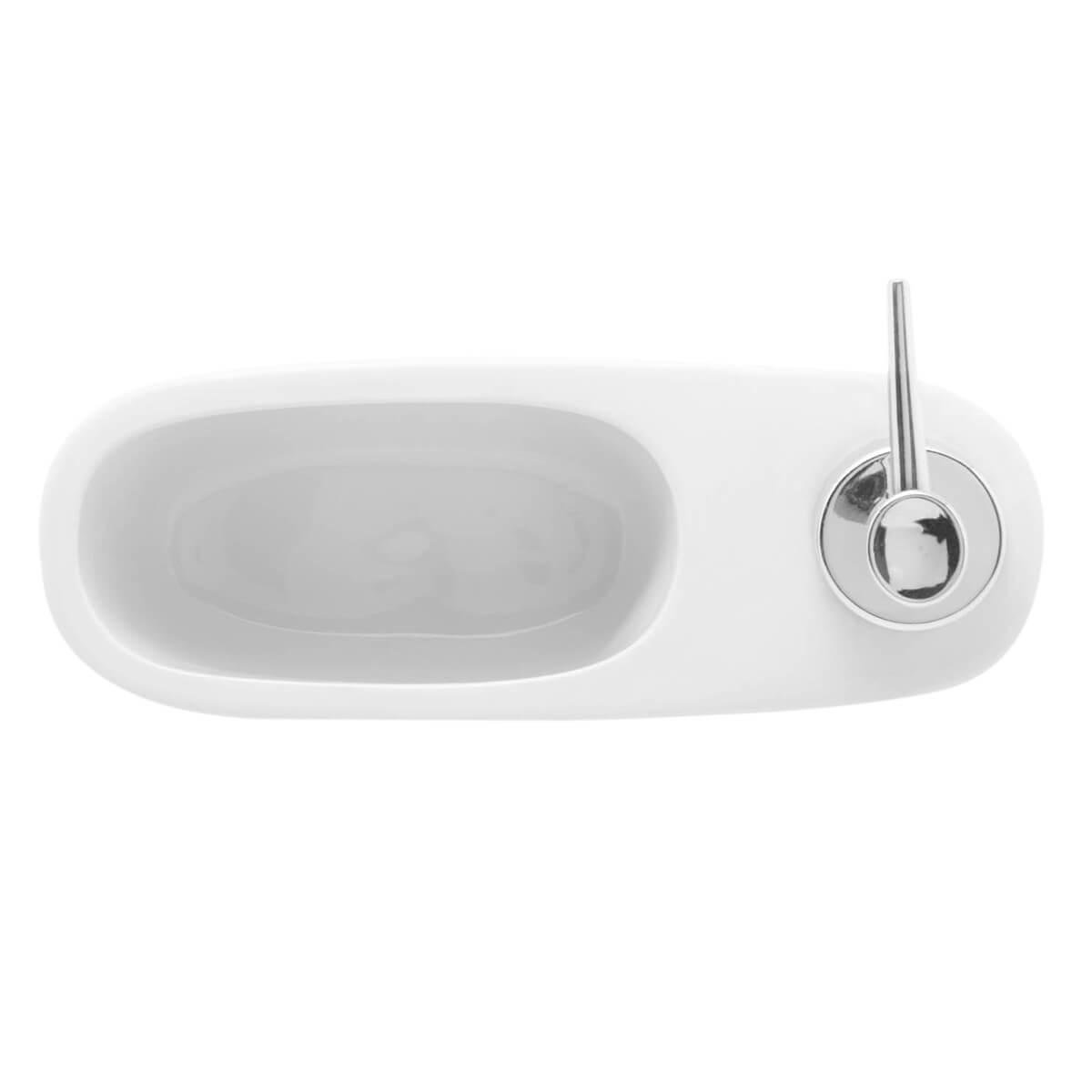 Porta Detergente Cerâmica C/ Suporte Esponja Branco 15,5cm - 3