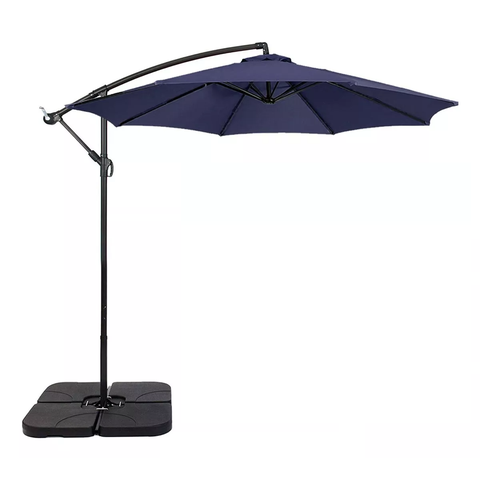 Ombrelone Articulado Guarda Sol de Praia Jardim Lateral 3 Metros Azul Base 60l Rm Decor