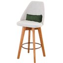 Ver imagem 3 de Kit 08 Banquetas Alta Maya Giratória Com Encosto Linho Bege Claro e Almofada Suede Verde Musgo -