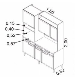 Armário para Cozinha Regina Itatiaia I3VG3-155 - 3 Armário para Cozinha Regina Itatiaia I3VG3-155 - 3