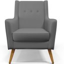 Ver imagem 3 de Poltrona Decorativa com Pés de Madeira Taroba D02 Veludo Cinza B-317 - Lyam Decor