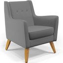 Ver imagem 1 de Poltrona Decorativa com Pés de Madeira Taroba D02 Veludo Cinza B-317 - Lyam Decor
