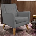 Ver imagem 2 de Poltrona Decorativa com Pés de Madeira Taroba D02 Veludo Cinza B-317 - Lyam Decor