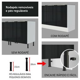 Armário de Cozinha Completa 270cm Branco Preto Lux Madesa 01 - 9