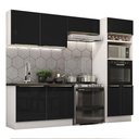 Ver imagem 3 de Armário de Cozinha Completa 270cm Branco Preto Lux Madesa 01
