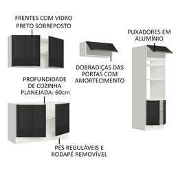 Armário de Cozinha Completa 270cm Branco Preto Lux Madesa 01 - 5