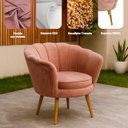 Ver imagem 4 de Poltrona Sala Decorativa Pétala Veludo Rosa Pés Palito Castanho