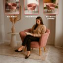 Ver imagem 3 de Poltrona Sala Decorativa Pétala Veludo Rosa Pés Palito Castanho