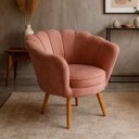Ver imagem 1 de Poltrona Sala Decorativa Pétala Veludo Rosa Pés Palito Castanho