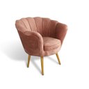 Ver imagem 2 de Poltrona Sala Decorativa Pétala Veludo Rosa Pés Palito Castanho