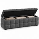 Ver imagem 5 de Recamier Baú Cama Casal 138cm Banco Puf Estofado Bouclé Boss:Cinza Escuro/Bouclé