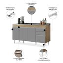 Ver imagem 3 de Balcão Gabinete para Pia sem Tampo 150cm Marrocos Castanho/cinza - Lumil