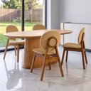 Ver imagem 5 de Cadeira para Sala de Jantar Cozinha Estofada Rattan Ibis L02 Bouclê Mostarda - Lyam Decor