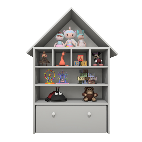 Casinha Infantil Organizadora de Brinquedos 100% Mdf Plancasa Cinza Cristal Tx