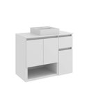 Ver imagem 2 de Gabinete Banheiro Suspenso 80cm com 03 Portas 01 Gaveta e Nicho com Cuba Aurora Branco