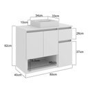 Ver imagem 3 de Gabinete Banheiro Suspenso 80cm com 03 Portas 01 Gaveta e Nicho com Cuba Aurora Branco