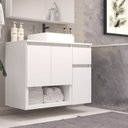 Ver imagem 1 de Gabinete Banheiro Suspenso 80cm com 03 Portas 01 Gaveta e Nicho com Cuba Aurora Branco