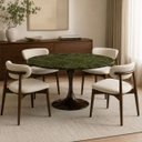 Ver imagem 4 de Mesa de Jantar Saarinen Redonda 100 cm Tampo Mármore Verde Vitória Régia Base Laca Marrom Cacau