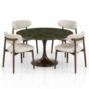 Ver imagem 2 de Mesa de Jantar Saarinen Redonda 100 cm Tampo Mármore Verde Vitória Régia Base Laca Marrom Cacau