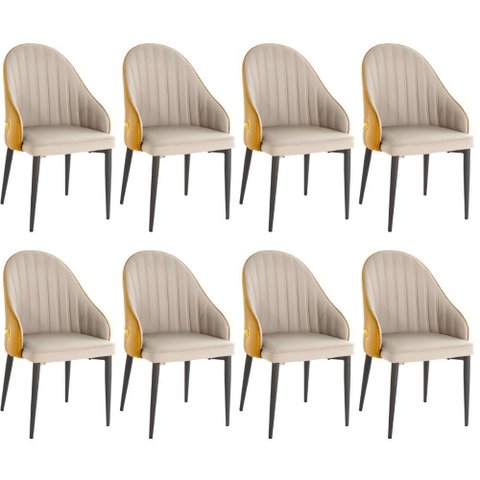 Kit 8 Cadeiras de Jantar Estofada Design La Martina - Bege