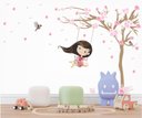 Ver imagem 1 de Adesivo de Parede Infantil Menina no Balanço na Árvore Boho