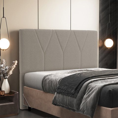 Cabeceira Cama Box Casal King 195 cm Aurora W01 Bouclê Bege - Lyam Decor