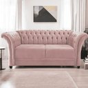 Ver imagem 1 de Sofá Recamier Divã Chesterfield 200cm Sofia Suede Rose Capitonê- Mabe Magazine