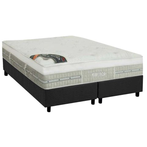Cama Box King: Colchão Molas Castor Pocket Eurotop Summer &amp; Winter + Base CRC Suede Gray(