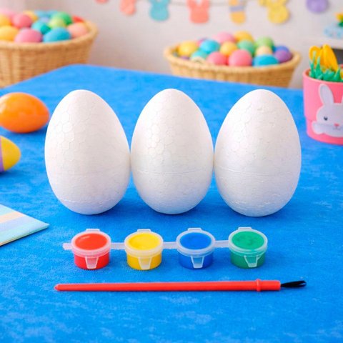 Ovos Coelhos Páscoa para Colorir Pintar com Pincel Kit 40pçs