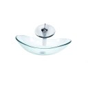 Ver imagem 1 de CUBA DE VIDRO OVAL 55CM JATEADO + VALVULA + TORNEIRA CASCATA