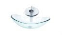 Ver imagem 1 de CUBA DE VIDRO OVAL 55CM JATEADO + VALVULA + TORNEIRA CASCATA