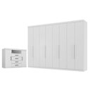 Ver imagem 1 de Guarda Roupa Casal Master New 8 Portas de Bater 4 Gavetas com Cômoda MDP Branco Brilho Santos Andir