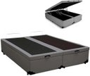 Ver imagem 1 de Base Box Bau Bipartido King Suede Premium Santo Box Bipartido 47x192x203:cinza