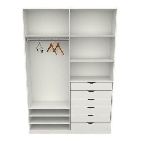 Armário Arara Gaveta Verônica M10 100% Mdf Roupeiro Closet - Branco