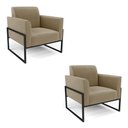 Ver imagem 1 de Kit 2 Poltronas Base Industrial Alta Preto Marisa Suede D03 - D’Rossi Marrom Rato