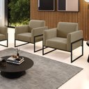 Ver imagem 2 de Kit 2 Poltronas Base Industrial Alta Preto Marisa Suede D03 - D’Rossi Marrom Rato