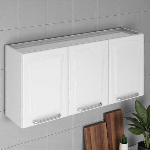 Armário de Cozinha em Aço 3 Portas 120cm Dobradiça Slow Motion Tarsila Itatiaia 