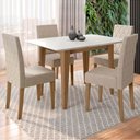Ver imagem 2 de Conjunto Sala de Jantar Mesa com Tampo Chanfrado Kate 4 Cadeiras Estofadas Jade Poliman