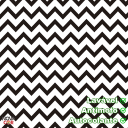 Papel de Parede Estampa Chevron Preto e Branco Adesivo 3mx58cm Antimofo - 4