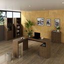 Ver imagem 1 de Conjunto de Escritório com Escrivaninha 04 pç CJ43018-044 Tecno Móbili - Tecno Móbili Nogal