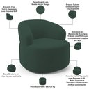 Ver imagem 3 de Poltrona Giratória Orgânica para Sala de Estar Living Helena L02 Suede Verde Musgo - Lyam Decor