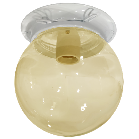 Plafon Colonial Aluminio Branco Globo Ambar 10x15 Retrô