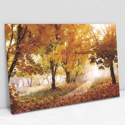 Quadro Decorativo em Canvas Outono - Moldura Madeira - 120 x 80cm
