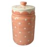 Porta Mantimentos Porcelana Ornamental Pois 19,5xØ11cm Rosa - 1