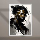 Ver imagem 2 de Quadro Arte Aquarela Homem Negro 24x18cm:moldura Preta