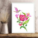 Ver imagem 2 de Quadro Pássaro Beija-flor Rosa 45x34cm:moldura Preta