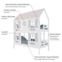 Ver imagem 6 de Beliche Casinha Bela com Coração 4 Janelas Venezianas - Madeira Maciça Branco/rosa/verde |